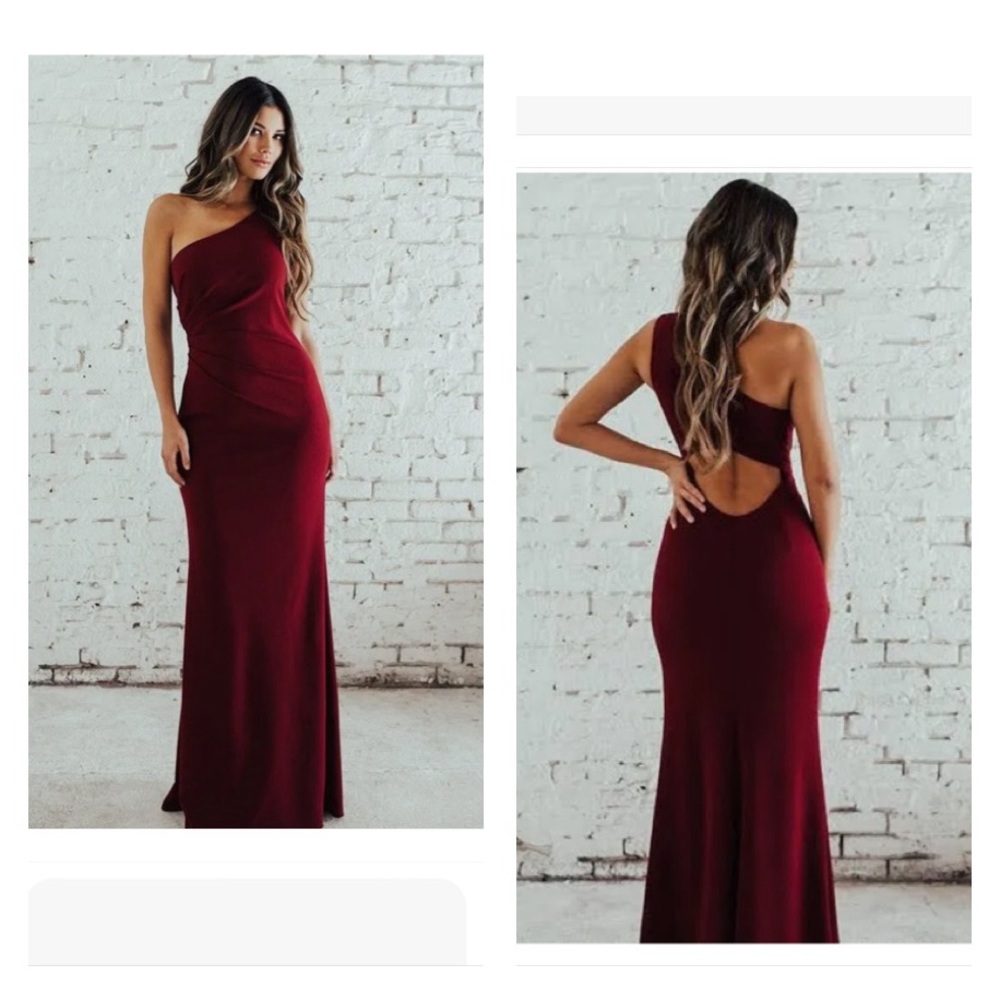 Katie May Gwyneth Dress Burgundy One Shoulder Gown Size 2
